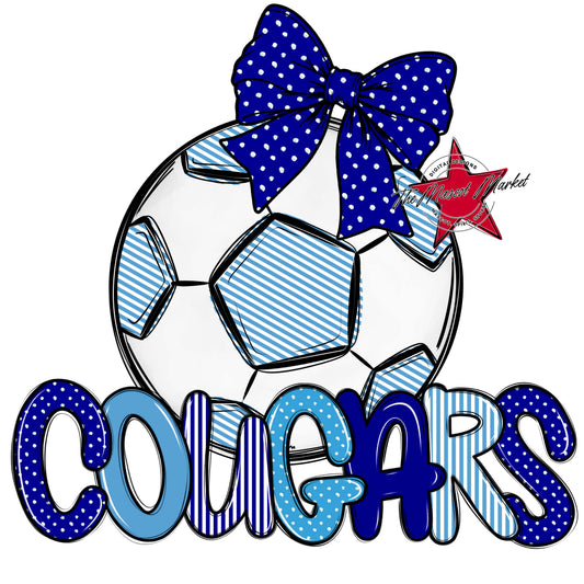 Cougars Soccer Spirit Design-Blue & Carolina Blue