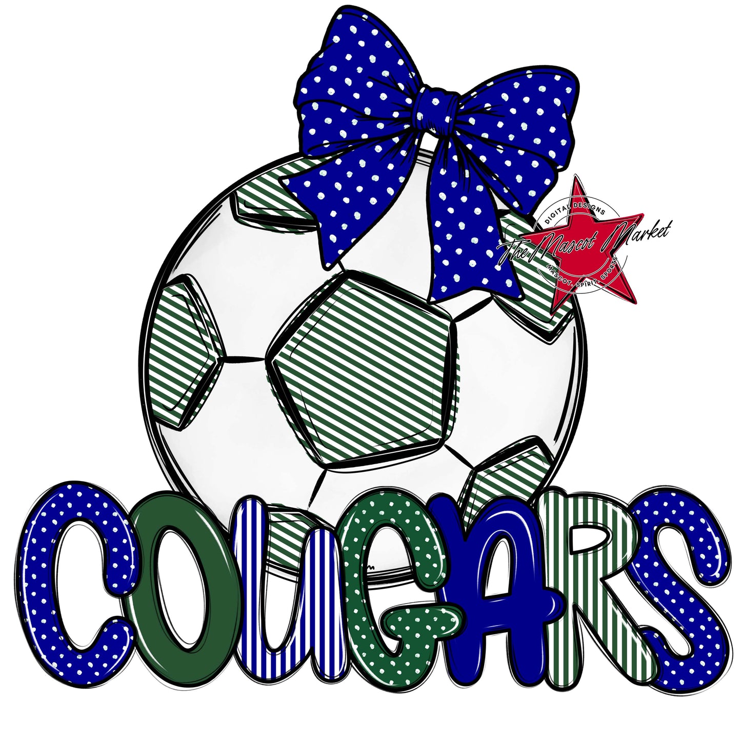 Cougars Soccer Spirit Design-Blue & Green