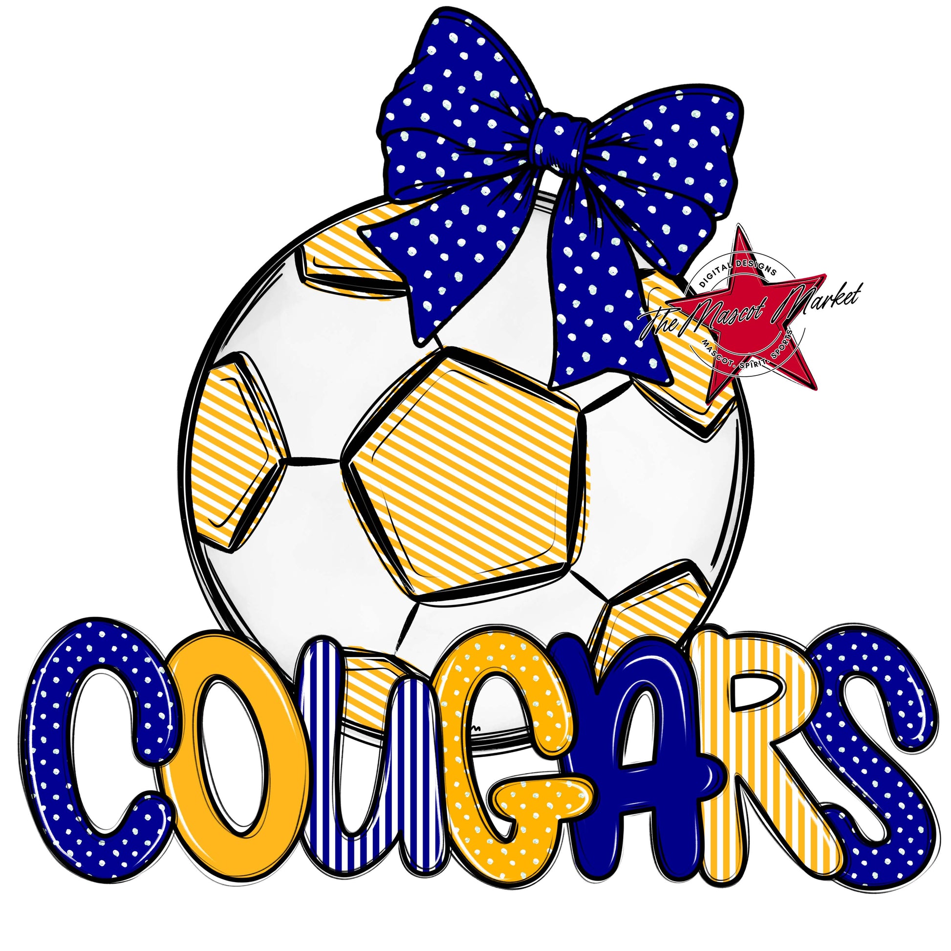 Cougars Soccer Spirit Design-Blue & Yellow