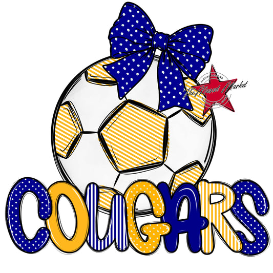 Cougars Soccer Spirit Design-Blue & Yellow