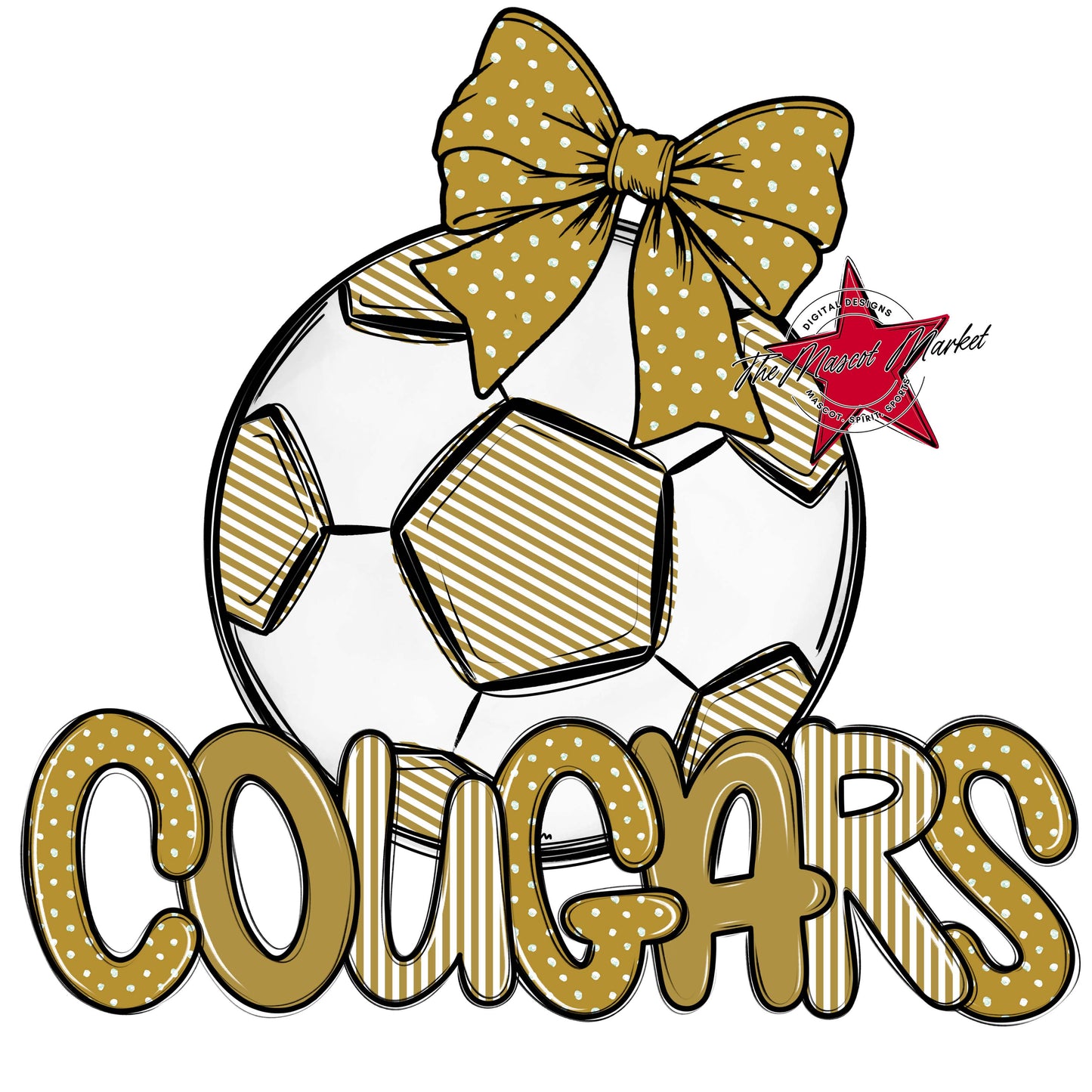 Cougars Soccer Spirit Design-Gold