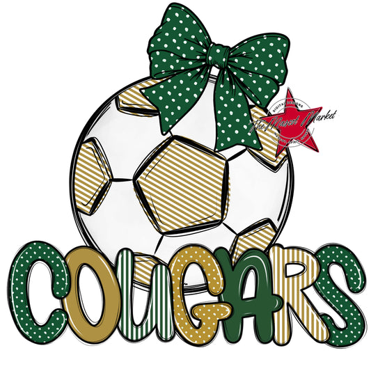 Cougars Soccer Spirit Design-Green & Gold