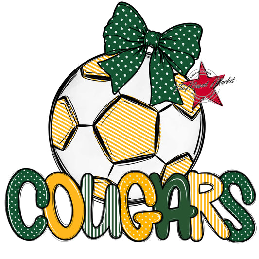 Cougars Soccer Spirit Design-Green & Yellow