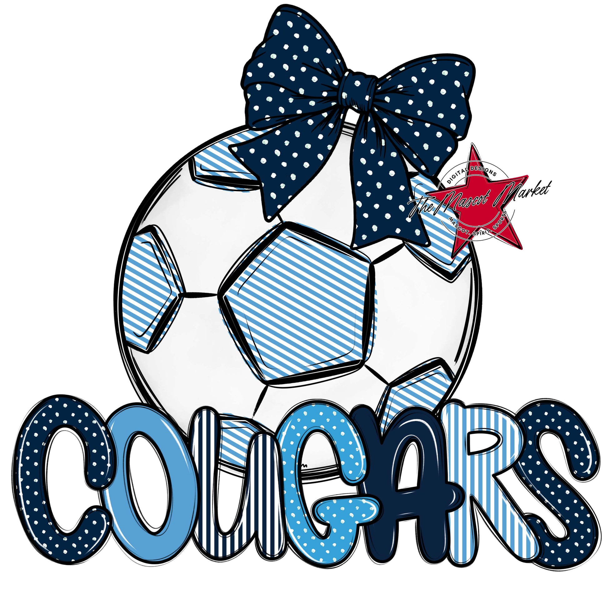 Cougars Soccer Spirit Design-Navy & Carolina Blue