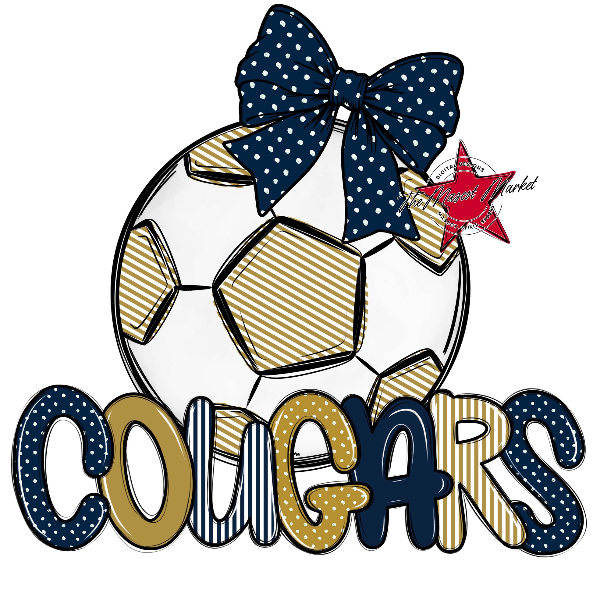 Cougars Soccer Spirit Design-Navy & Gold