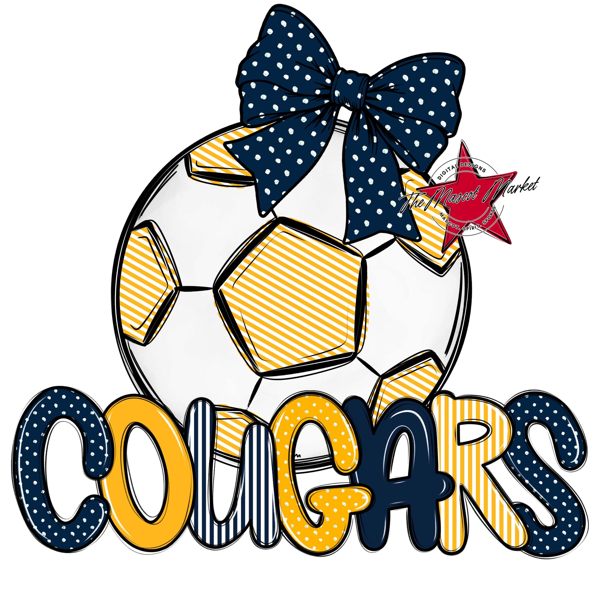 Cougars Soccer Spirit Design-Navy & Yellow