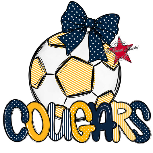 Cougars Soccer Spirit Design-Navy & Yellow