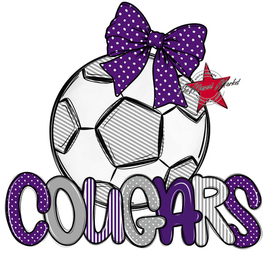 Cougars Soccer Spirit Design-Purple & Grey