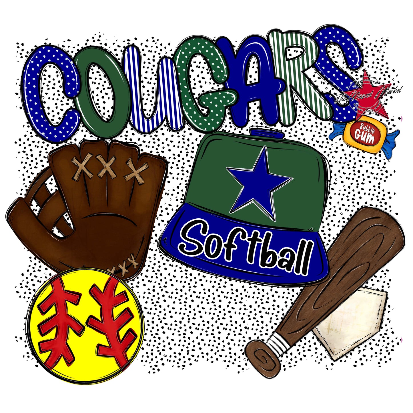 Cougars Softball Spirit-Blue & Green
