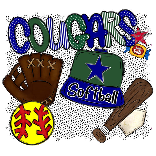 Cougars Softball Spirit-Blue & Green