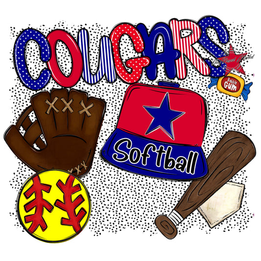 Cougars Softball Spirit-Blue & Red