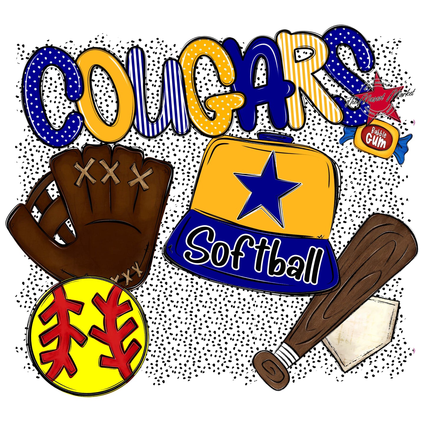 Cougars Softball Spirit-Blue & Yellow