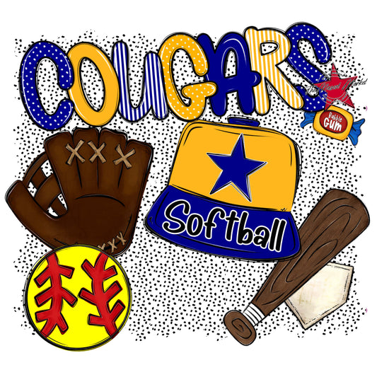 Cougars Softball Spirit-Blue & Yellow