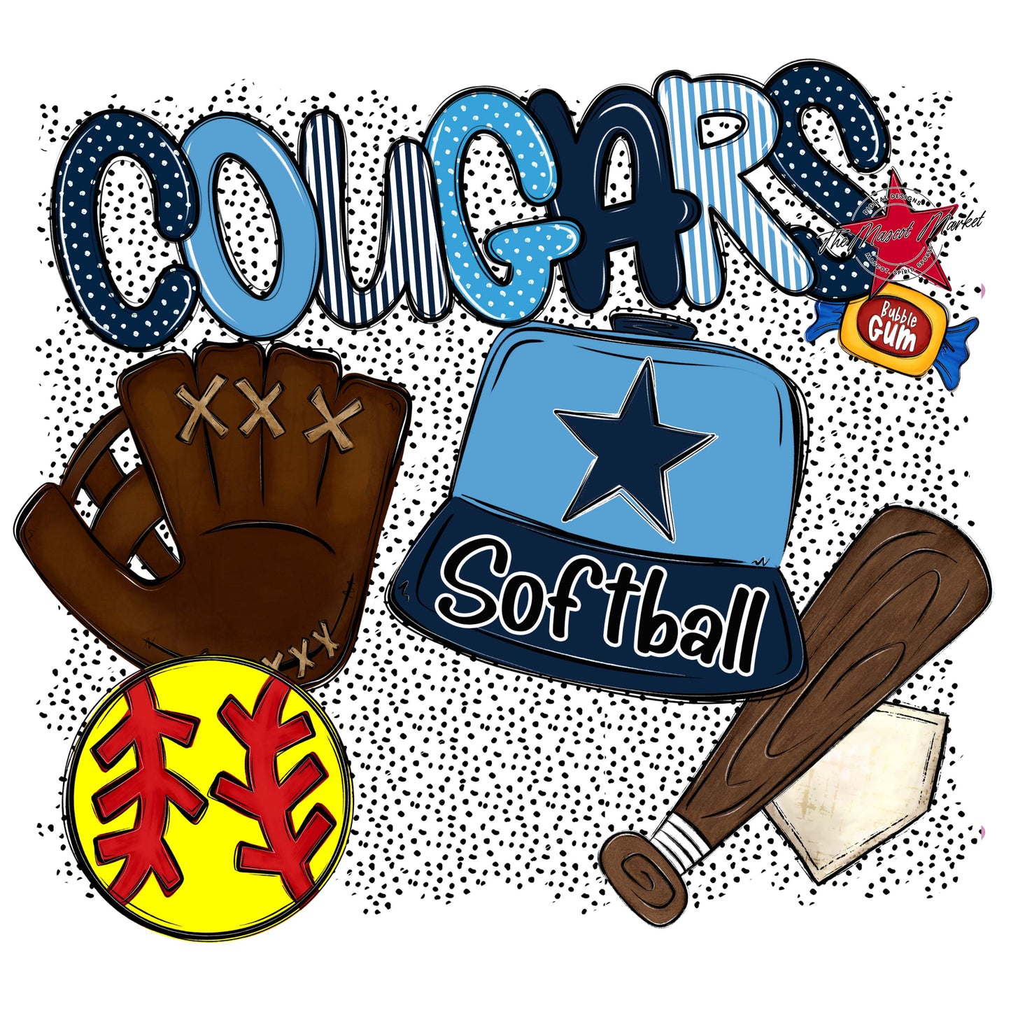 Cougars Softball Spirit-Navy & Carolina Blue