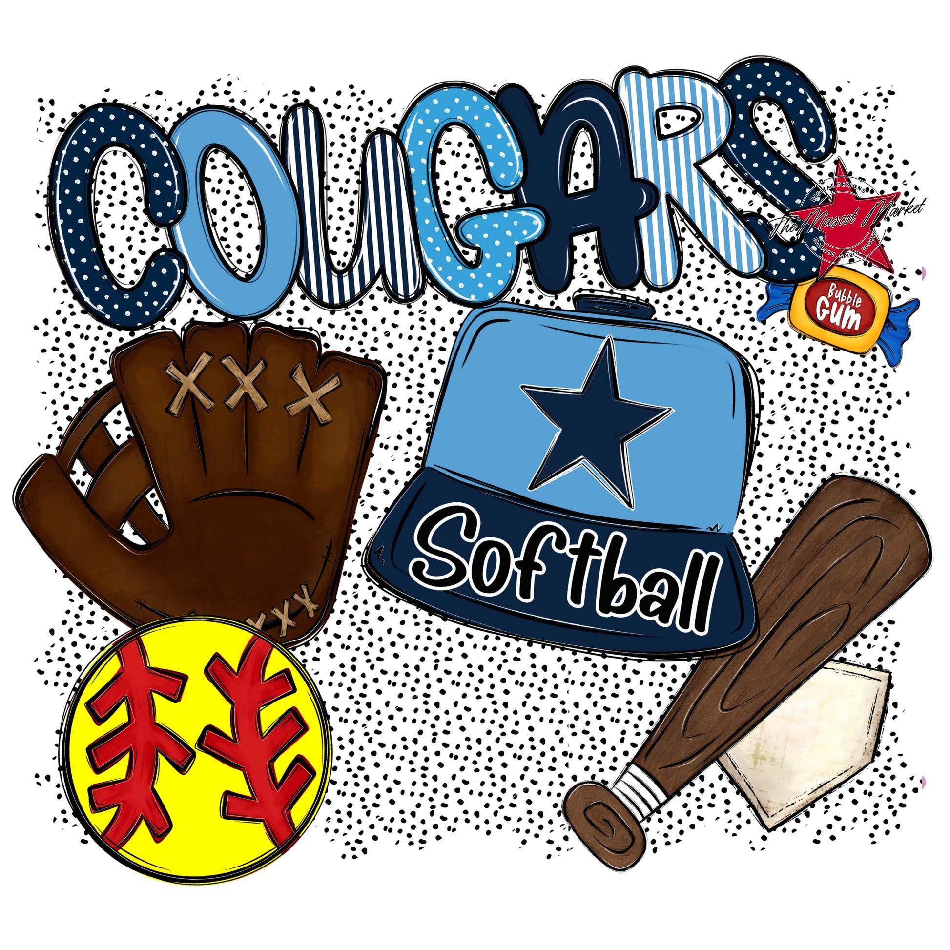 Cougars Softball Spirit-Navy & Carolina Blue