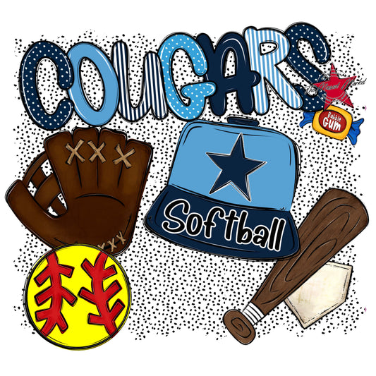 Cougars Softball Spirit-Navy & Carolina Blue