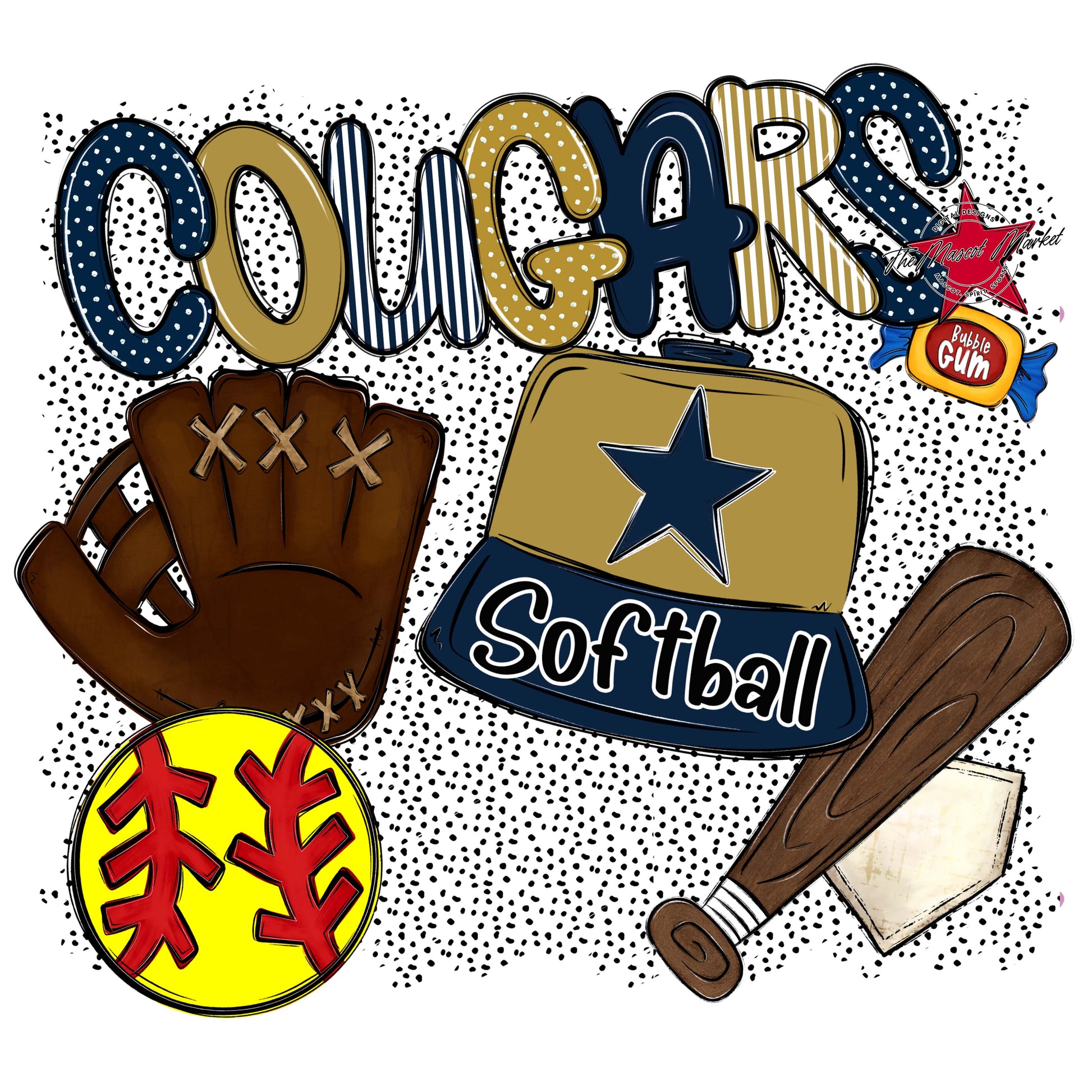 Cougars Softball Spirit-Navy & Gold