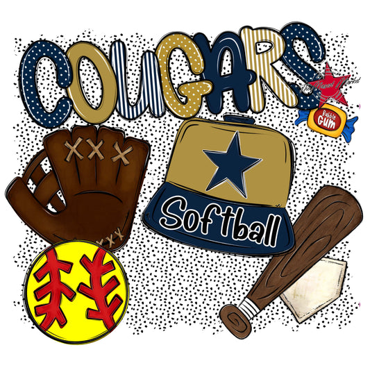 Cougars Softball Spirit-Navy & Gold