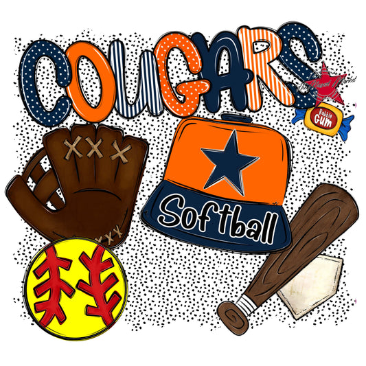 Cougars Softball Spirit-Navy & Orange