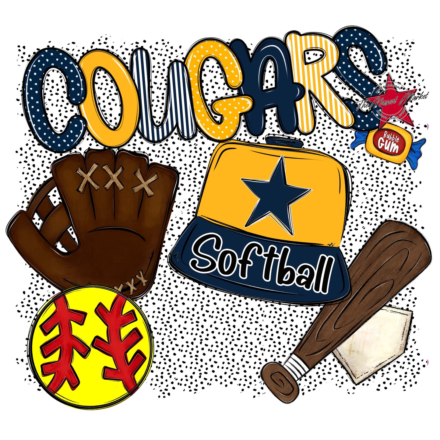 Cougars Softball Spirit-Navy & Yellow