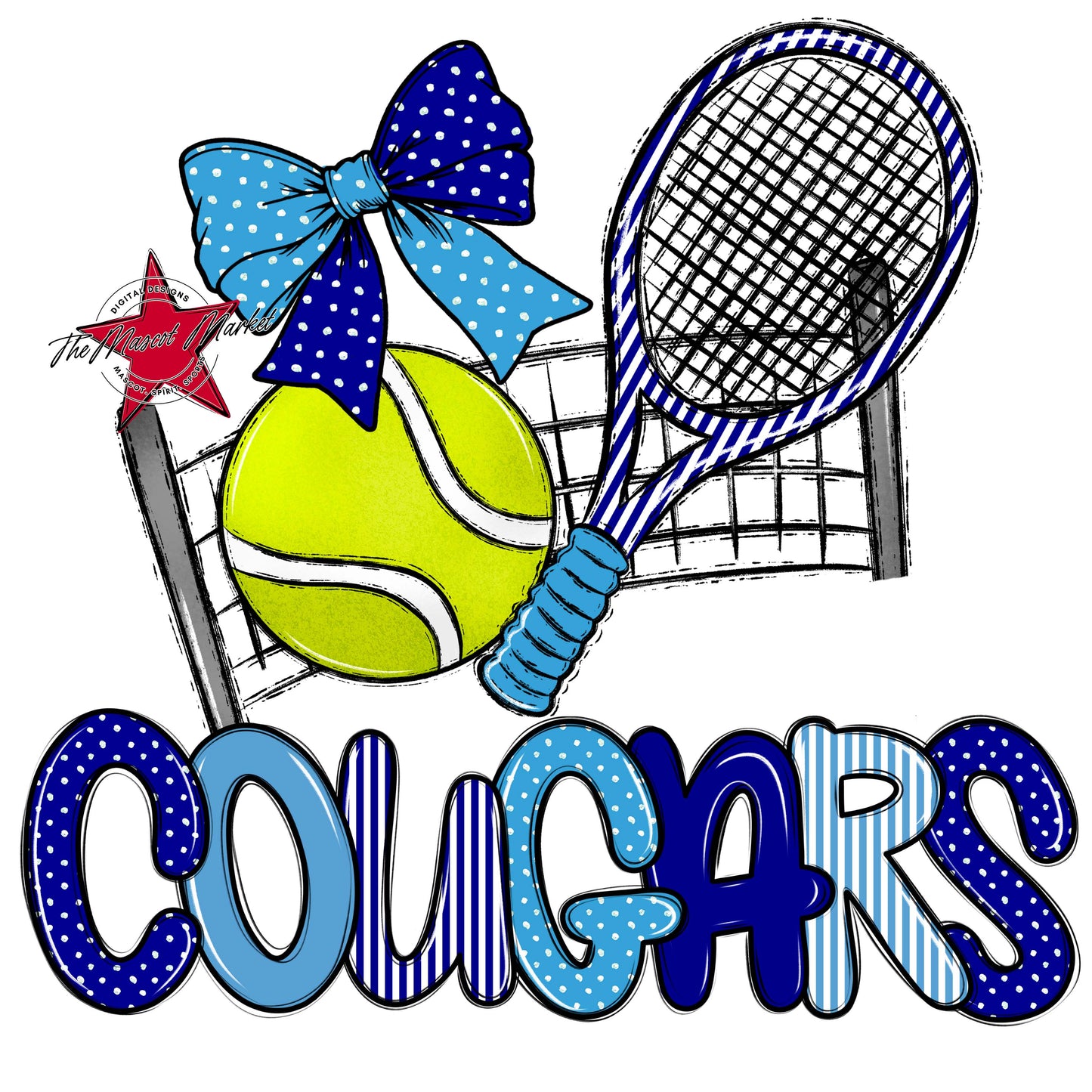 Cougars Tennis Spirit Design-Blue & Carolina Blue
