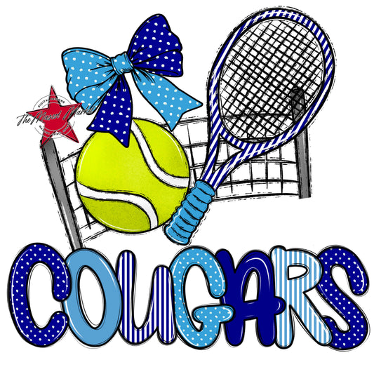 Cougars Tennis Spirit Design-Blue & Carolina Blue