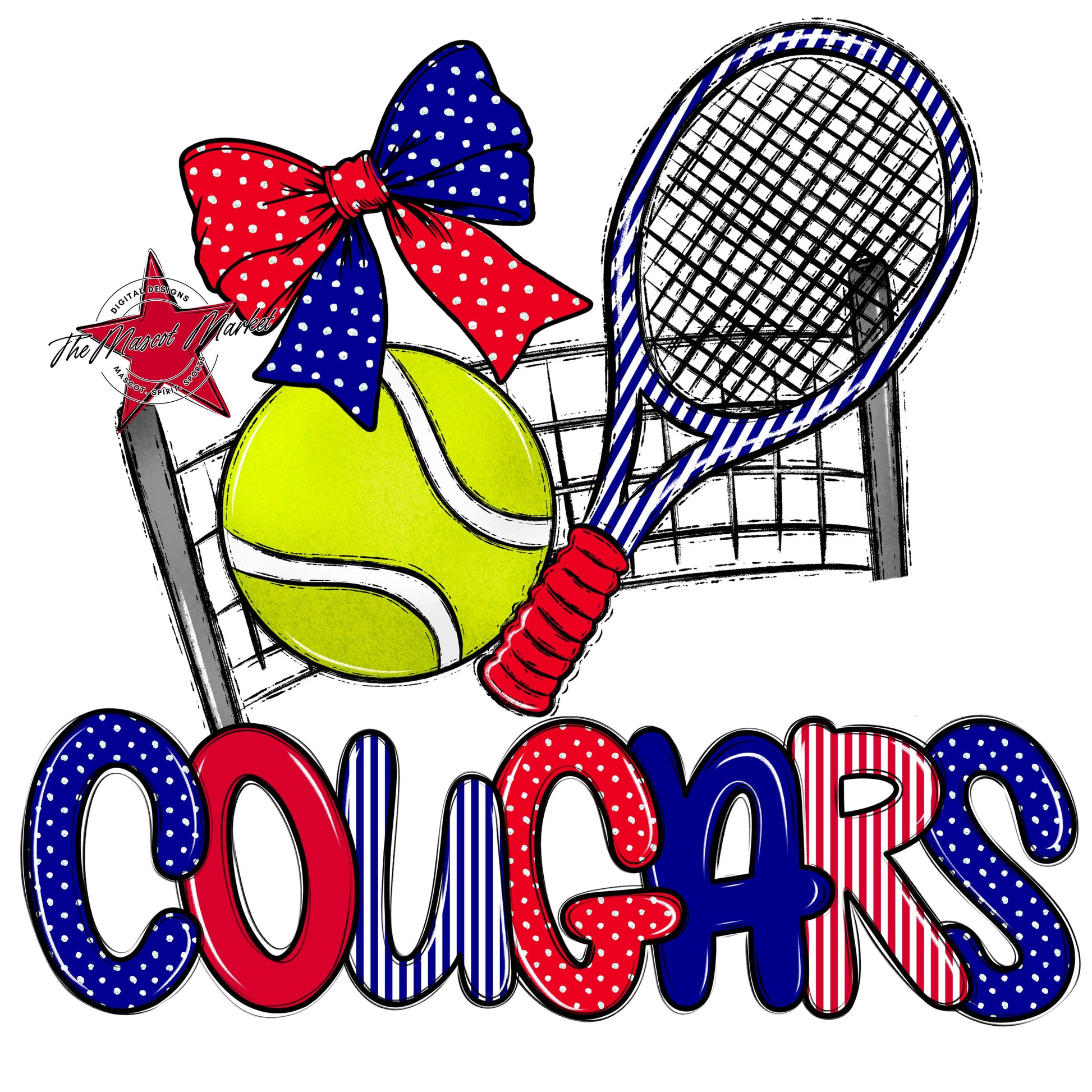 Cougars Tennis Spirit Design-Blue & Red