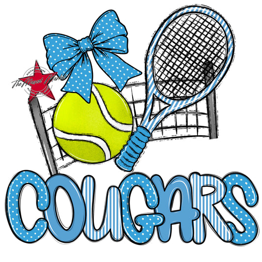 Cougars Tennis Spirit Design-Carolina Blue