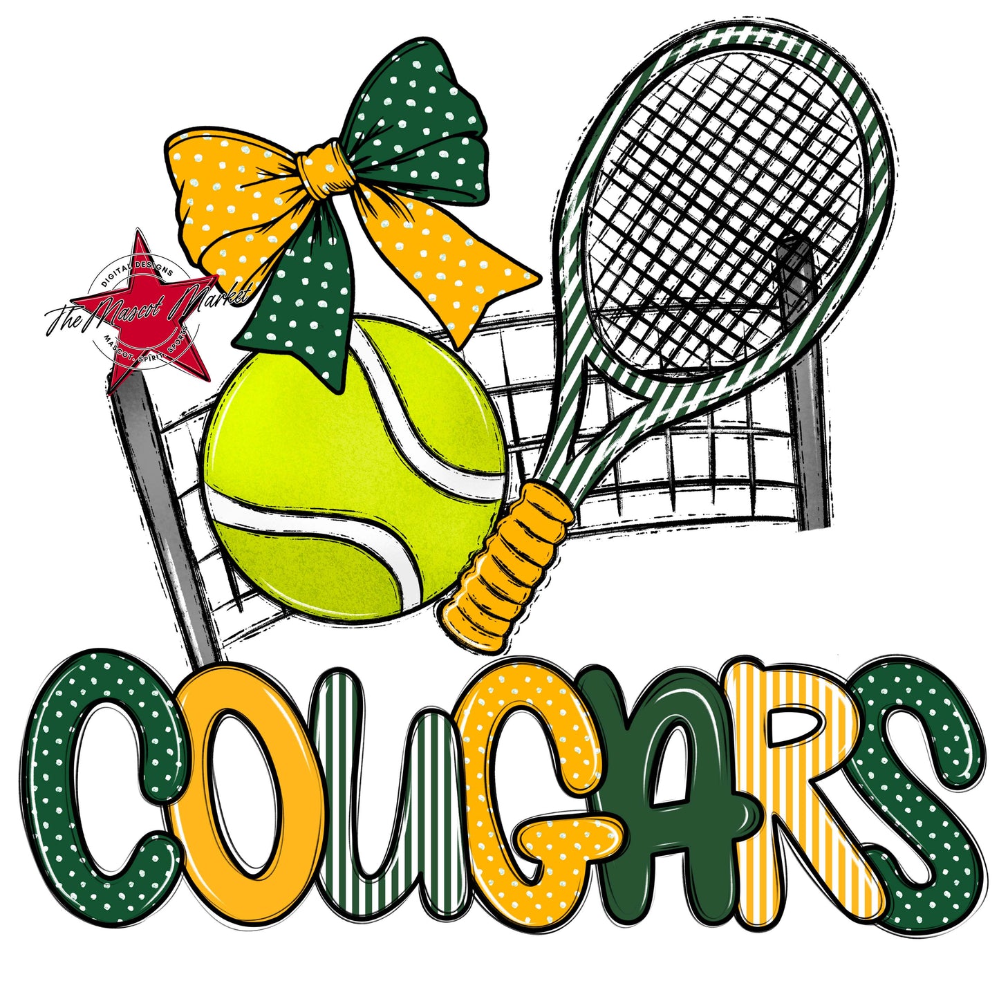 Cougars Tennis Spirit Design-Green & Yellow