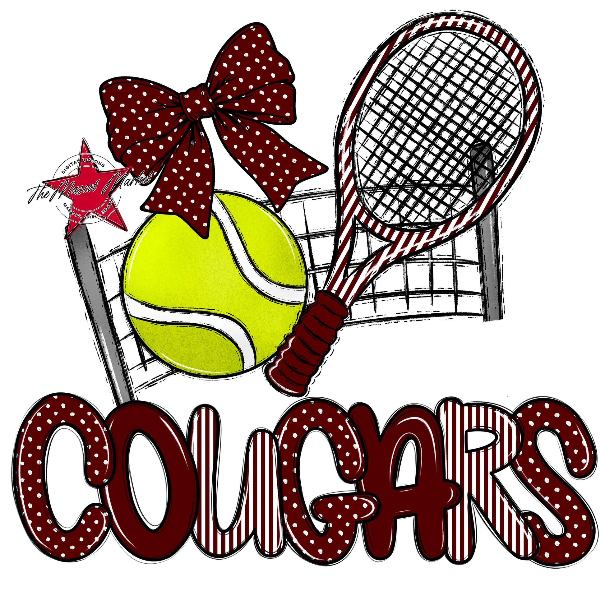 Cougars Tennis Spirit Design-Maroon