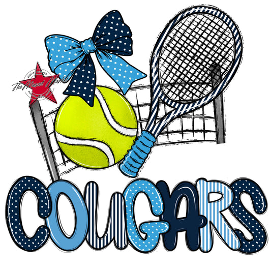 Cougars Tennis Spirit Design-Navy & Carolina Blue