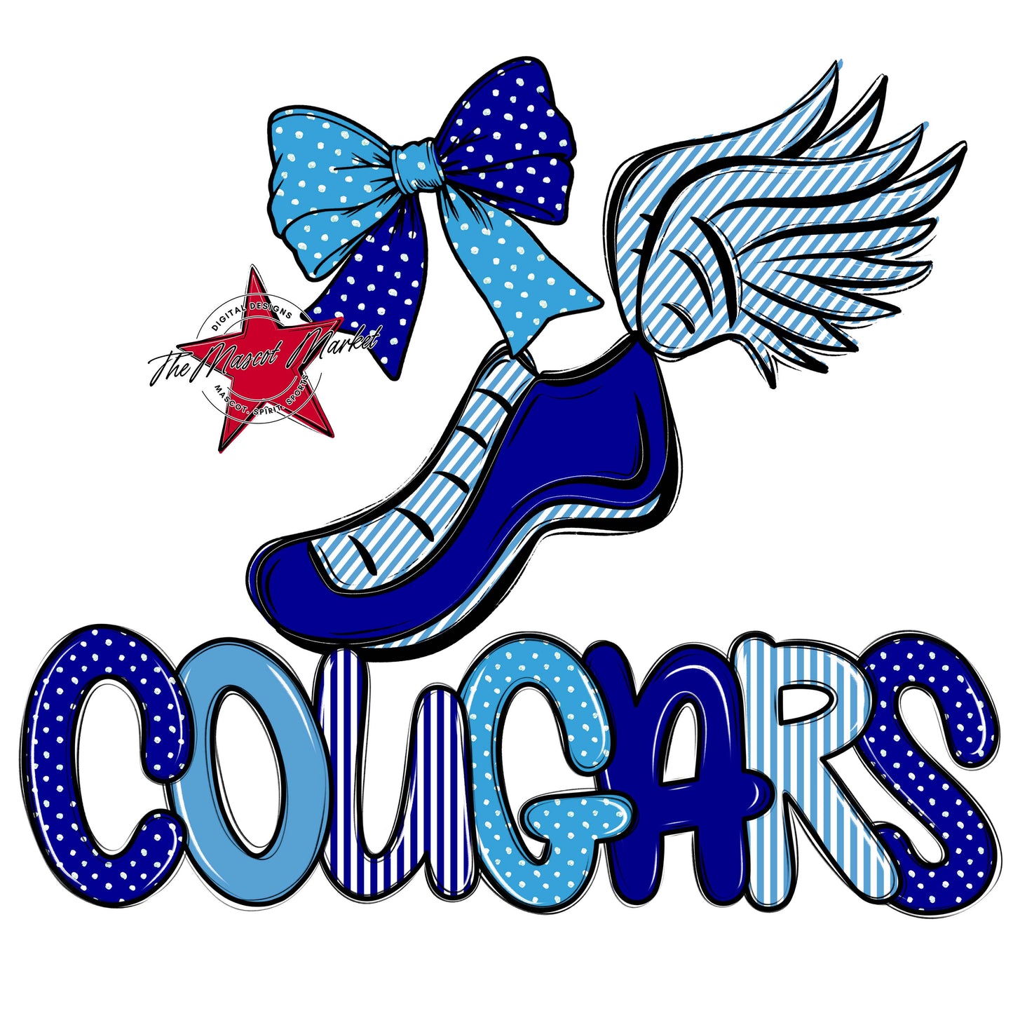 Cougars Track Spirit Design-Blue & Carolina Blue