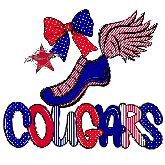 Cougars Track Spirit Design-Blue & Red