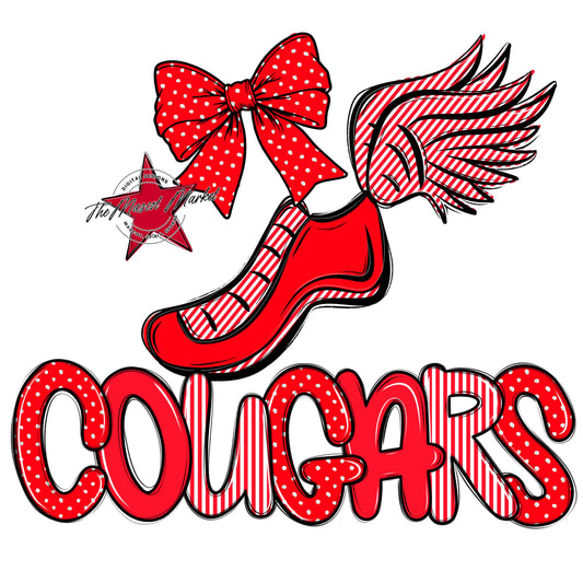 Cougars Track Spirit Design-Bright Red