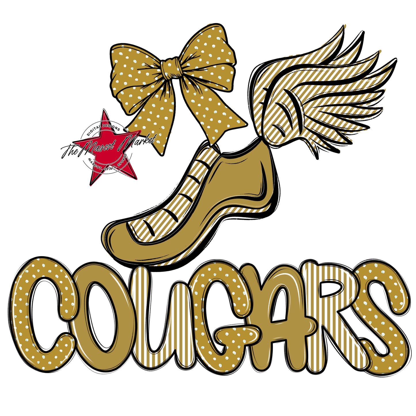 Cougars Track Spirit Design-Gold