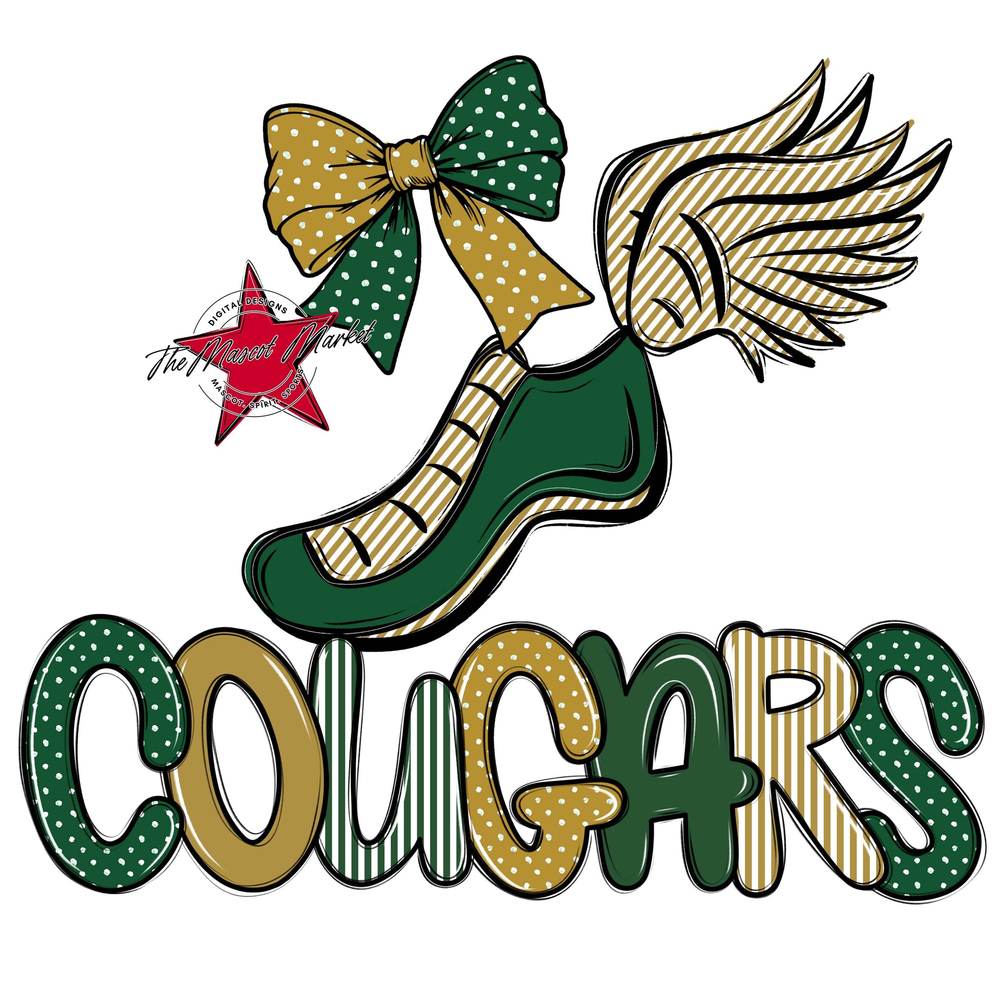 Cougars Track Spirit Design-Green & Gold