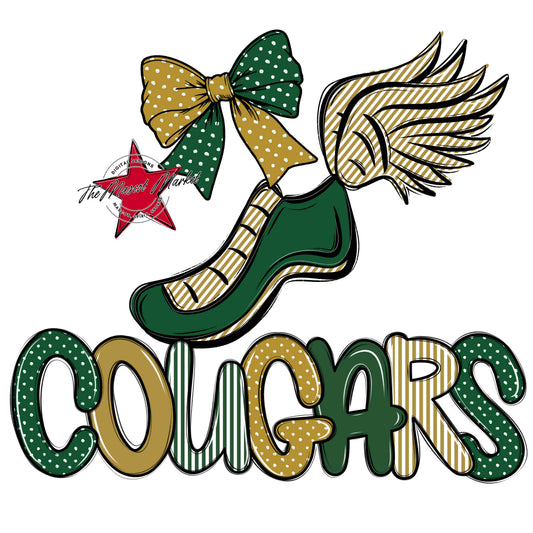 Cougars Track Spirit Design-Green & Gold