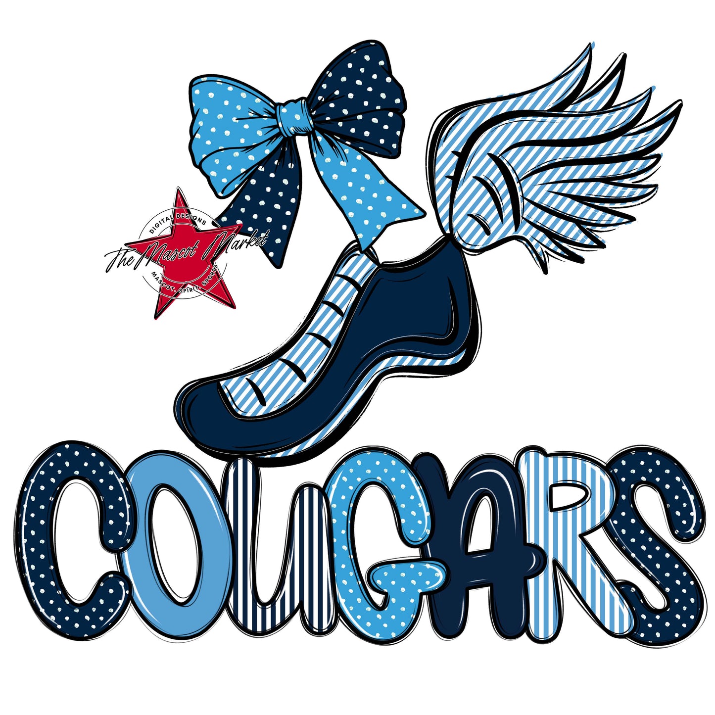 Cougars Track Spirit Design-Navy & Carolina Blue