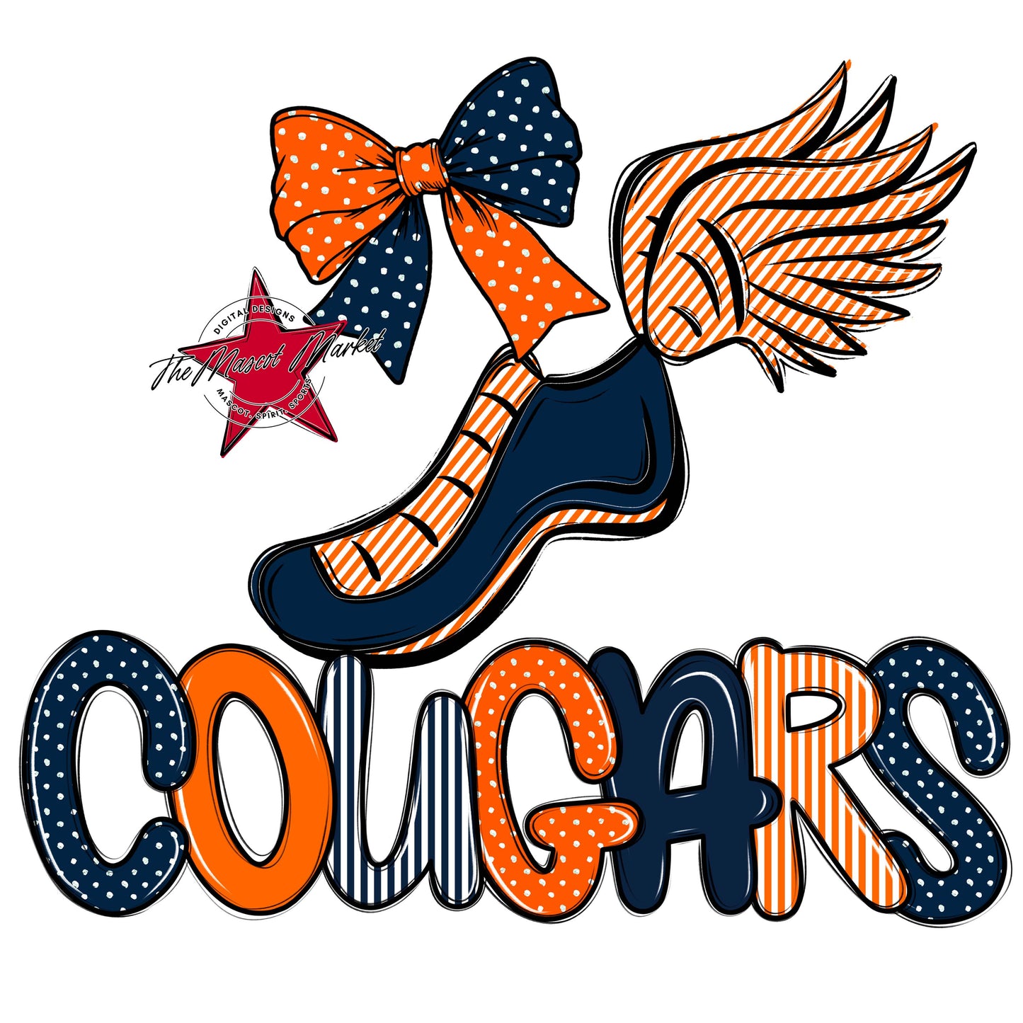 Cougars Track Spirit Design-Navy & Orange