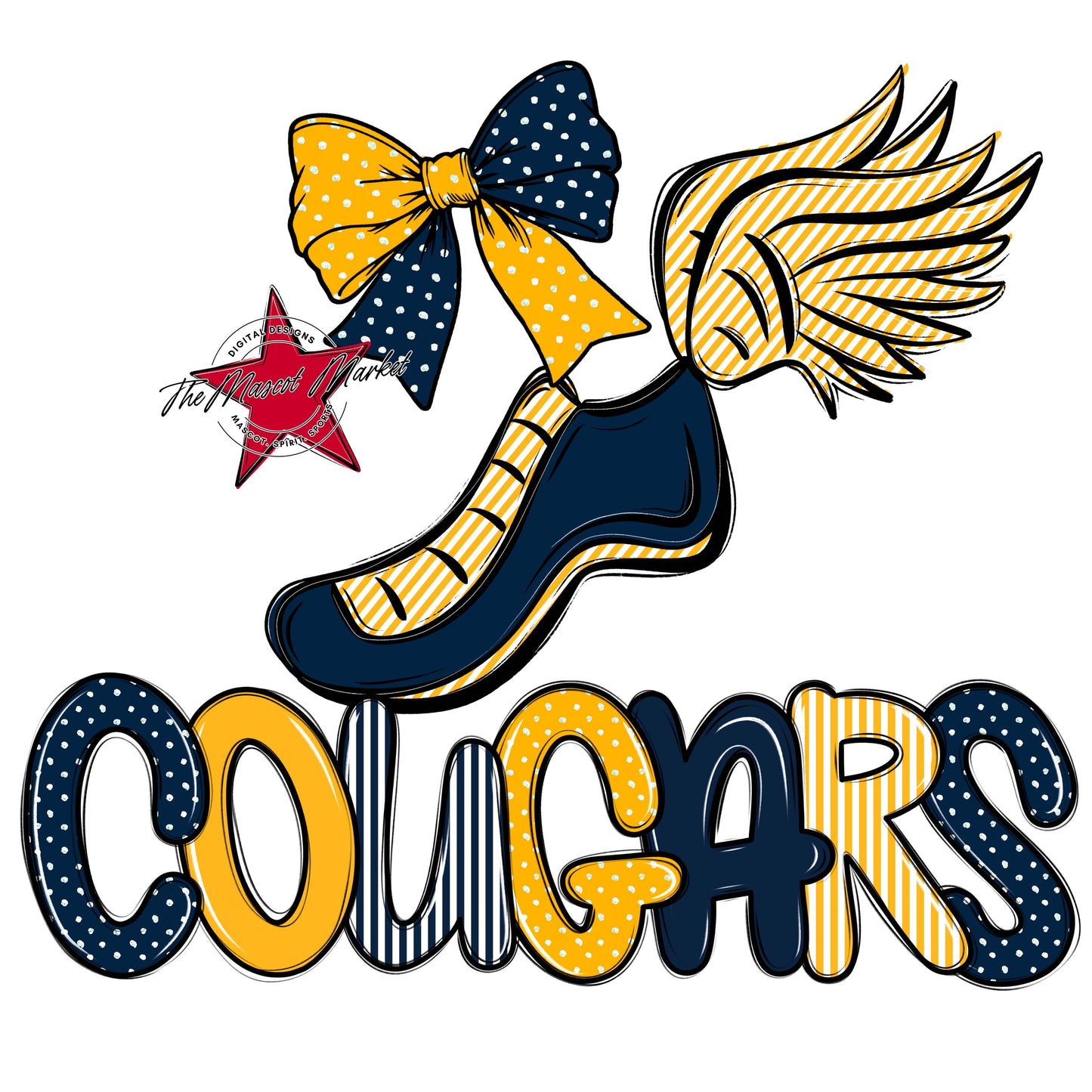 Cougars Track Spirit Design-Navy & Yellow