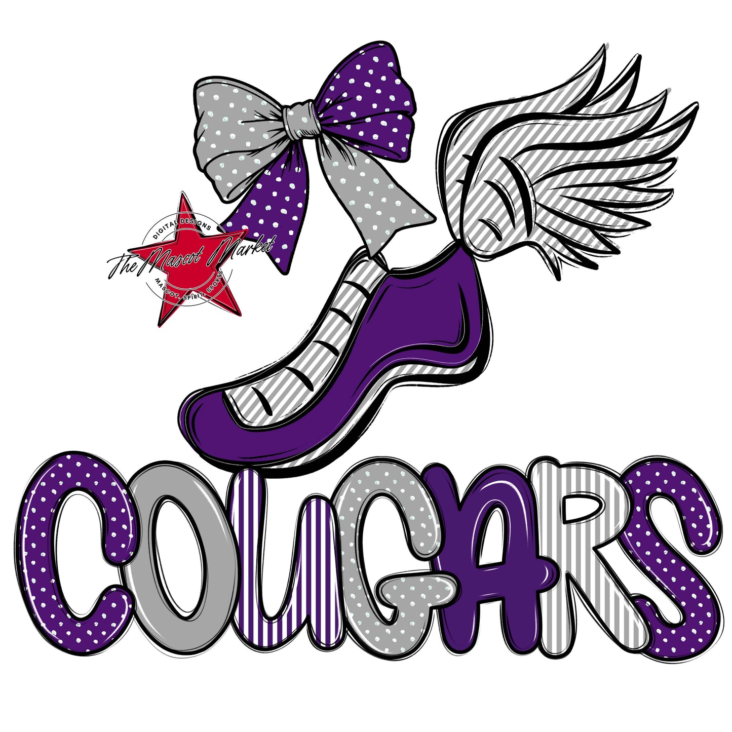Cougars Track Spirit Design-Purple & Grey