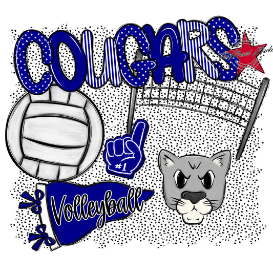 Cougars Volleyball Spirit-Blue