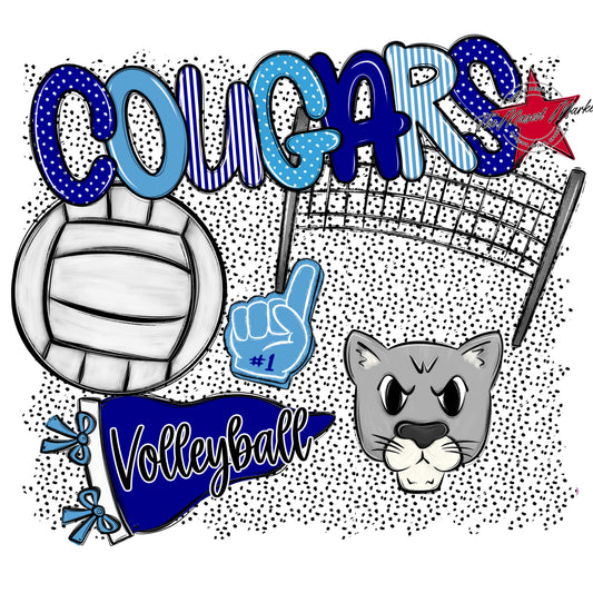 Cougars Volleyball Spirit-Blue & Carolina Blue