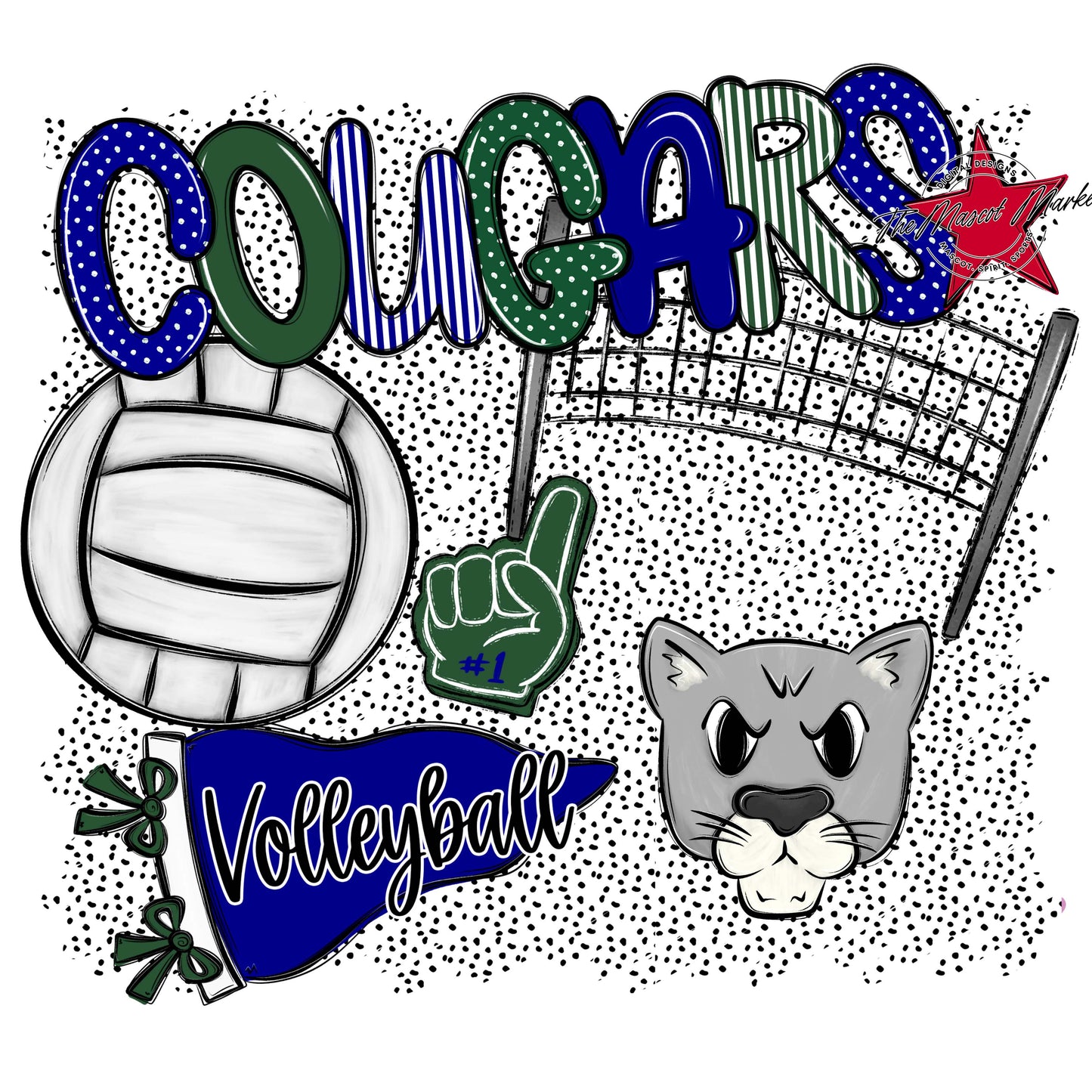 Cougars Volleyball Spirit-Blue & Green
