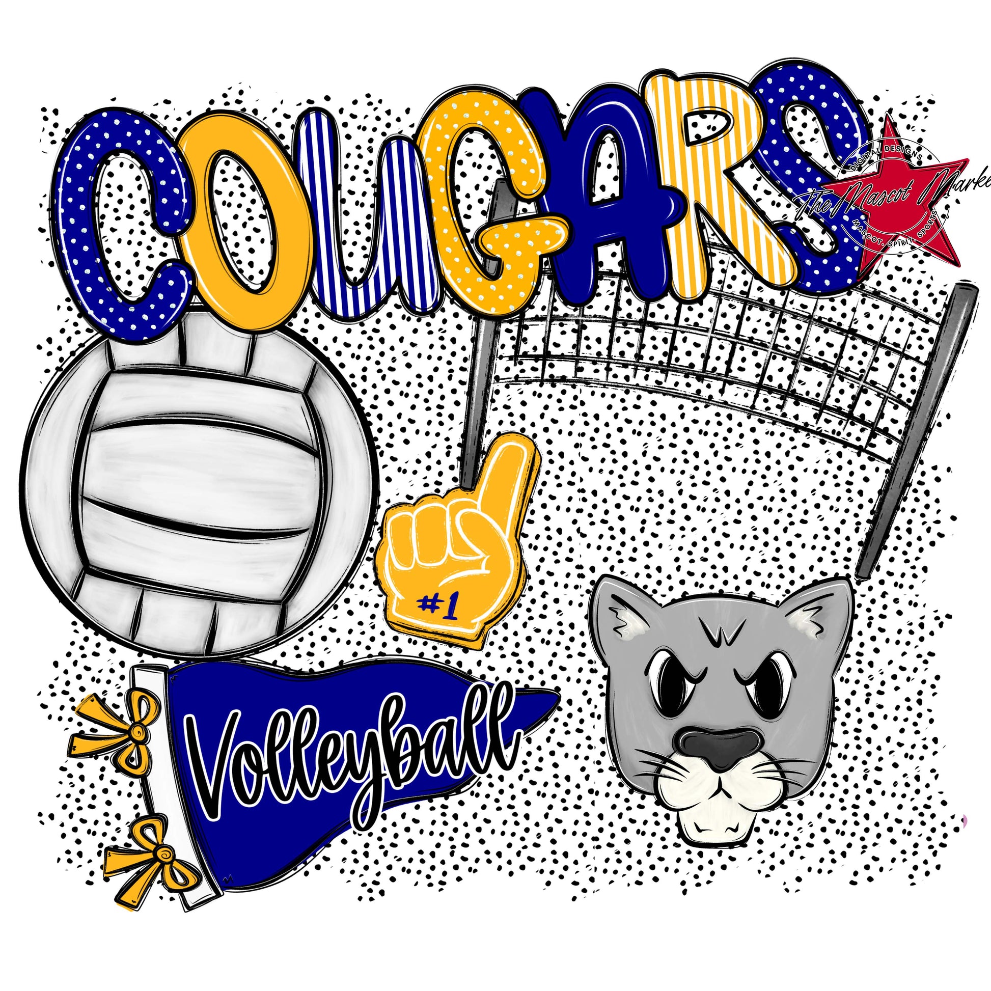 Cougars Volleyball Spirit-Blue & Yellow