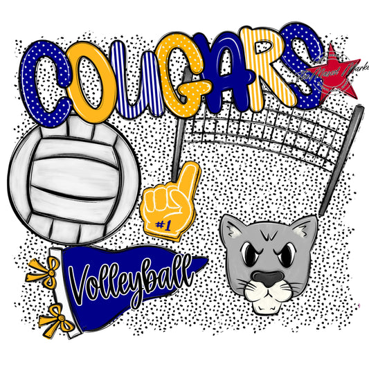 Cougars Volleyball Spirit-Blue & Yellow