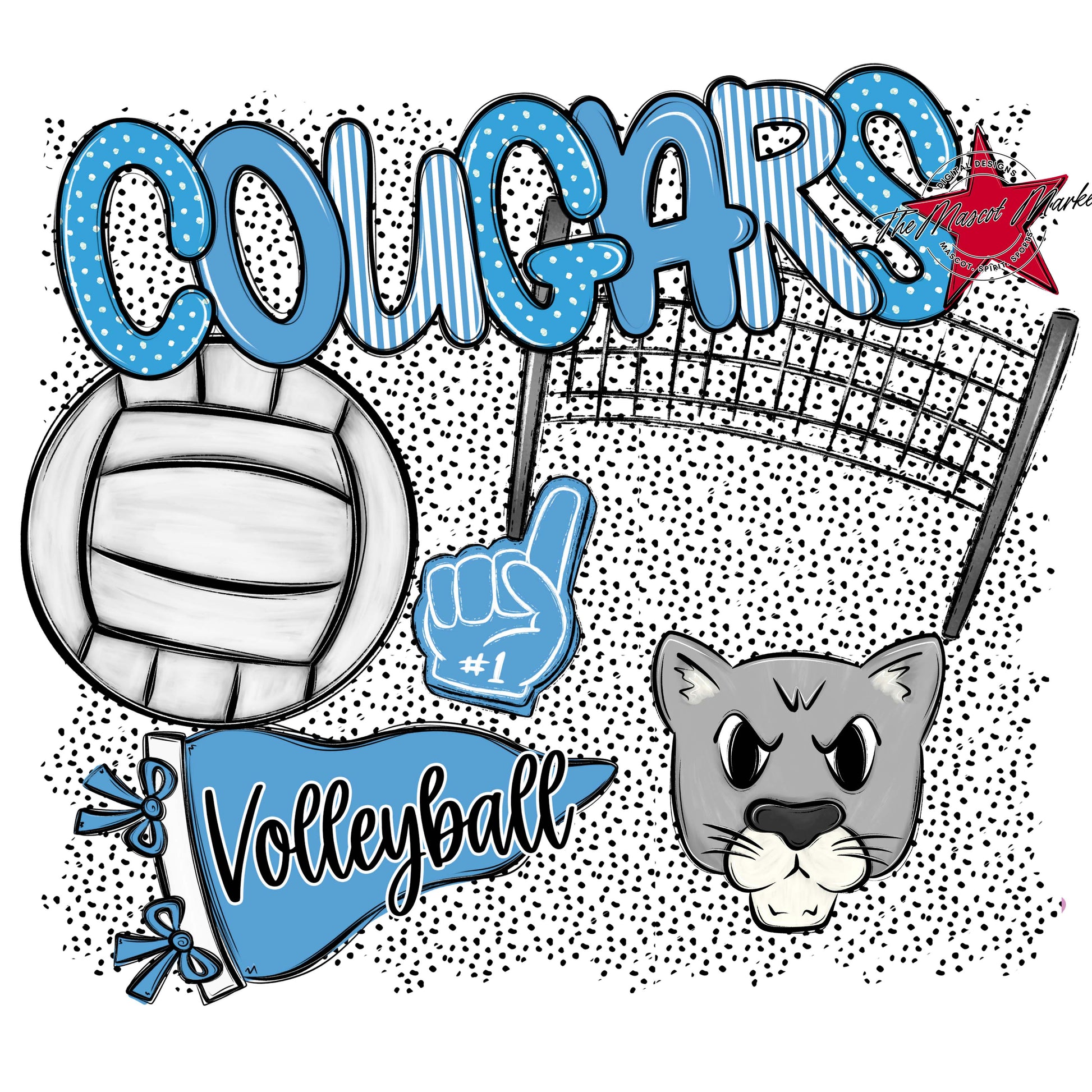 Cougars Volleyball Spirit-Carolina Blue
