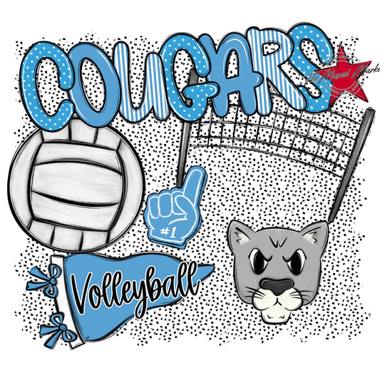 Cougars Volleyball Spirit-Carolina Blue