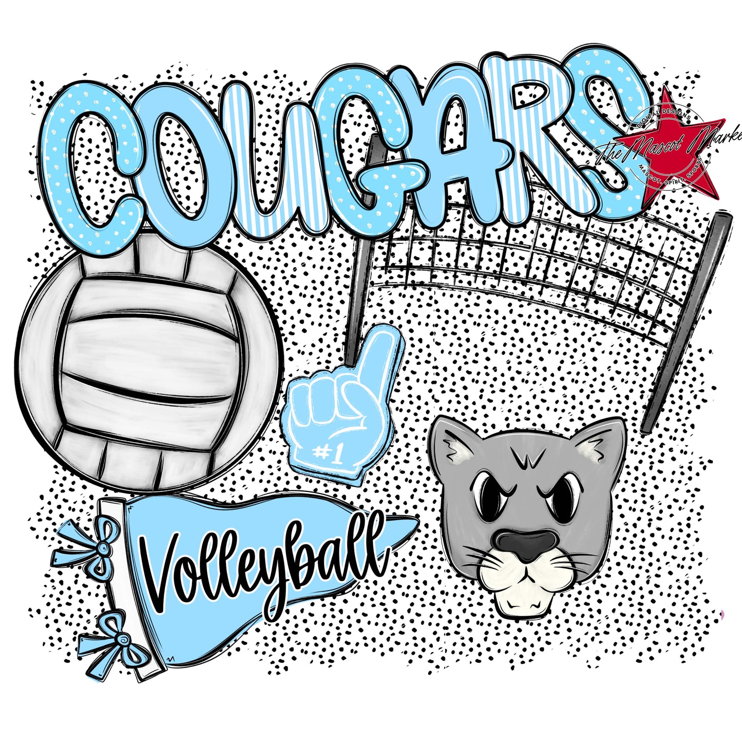 Cougars Volleyball Spirit-Columbia Blue