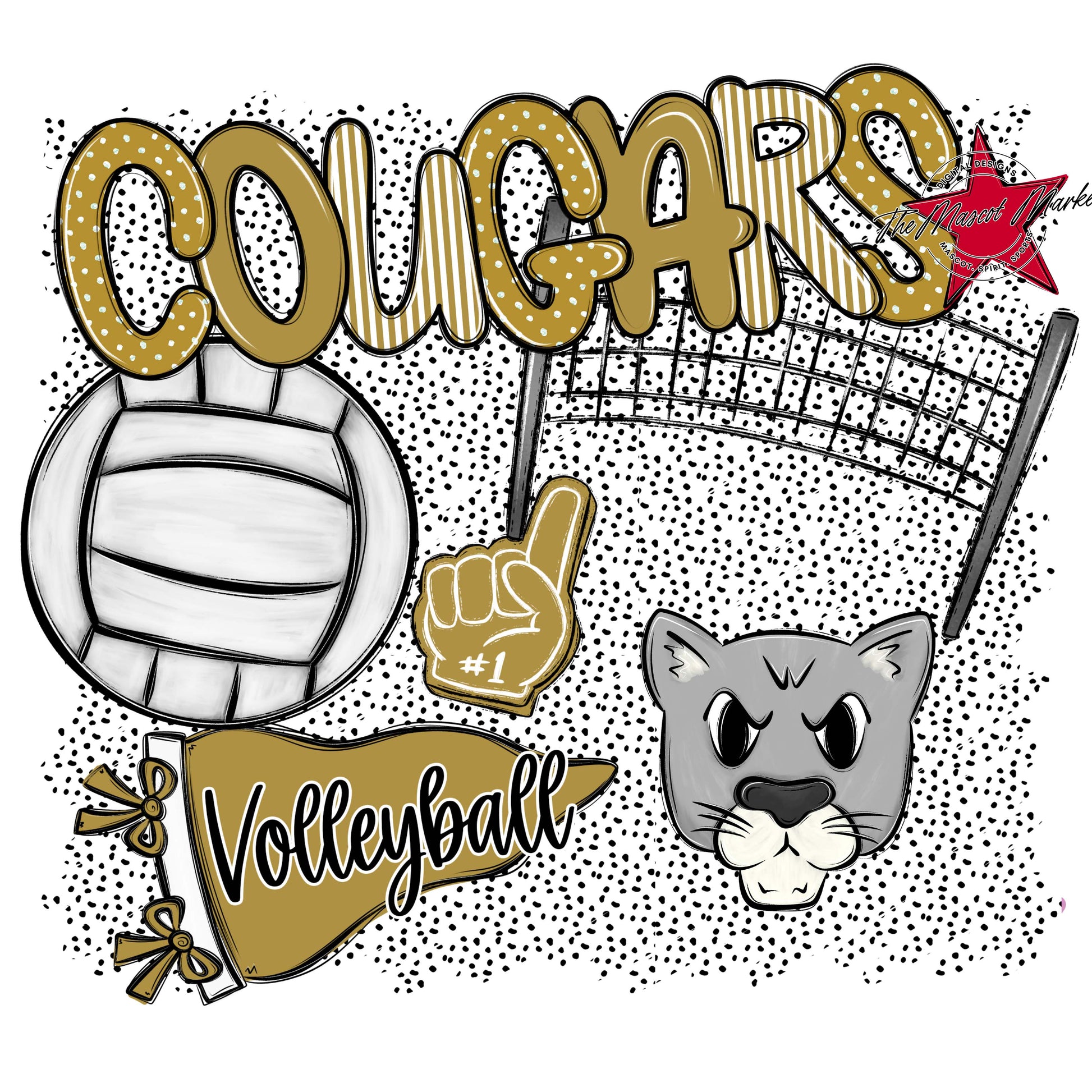 Cougars Volleyball Spirit-Gold